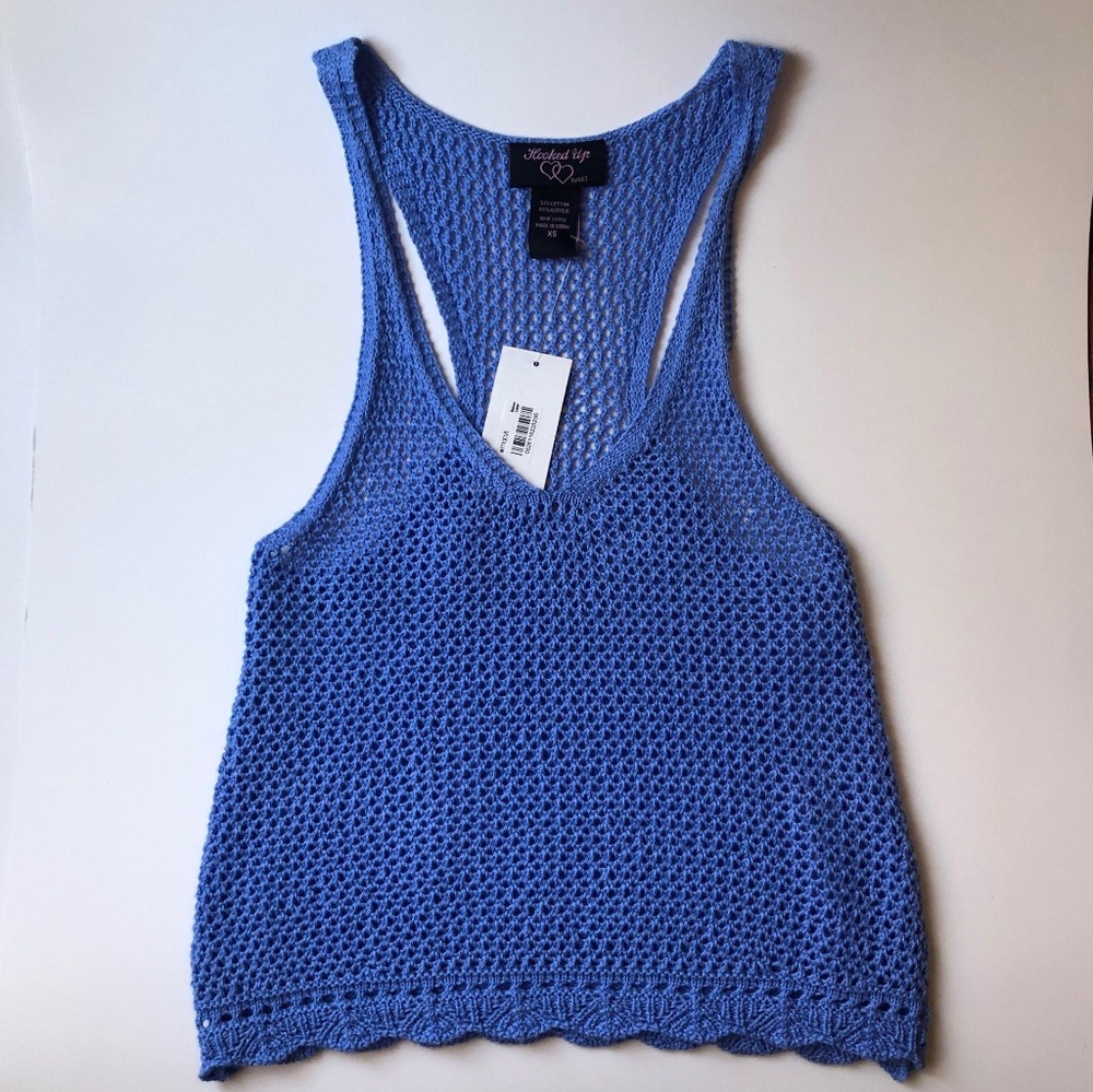 "Hooked Up"Junior's Sleeveless Knit Mesh Top